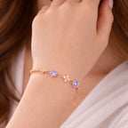 Nilu's Collection Rose Gold Plated Purple Stone Bracelet For Women And Girls