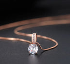 Cubic Zirconia Rose Gold Plated Pendant Necklace with Chain for Women & Girls, Gift Jewelry for Her