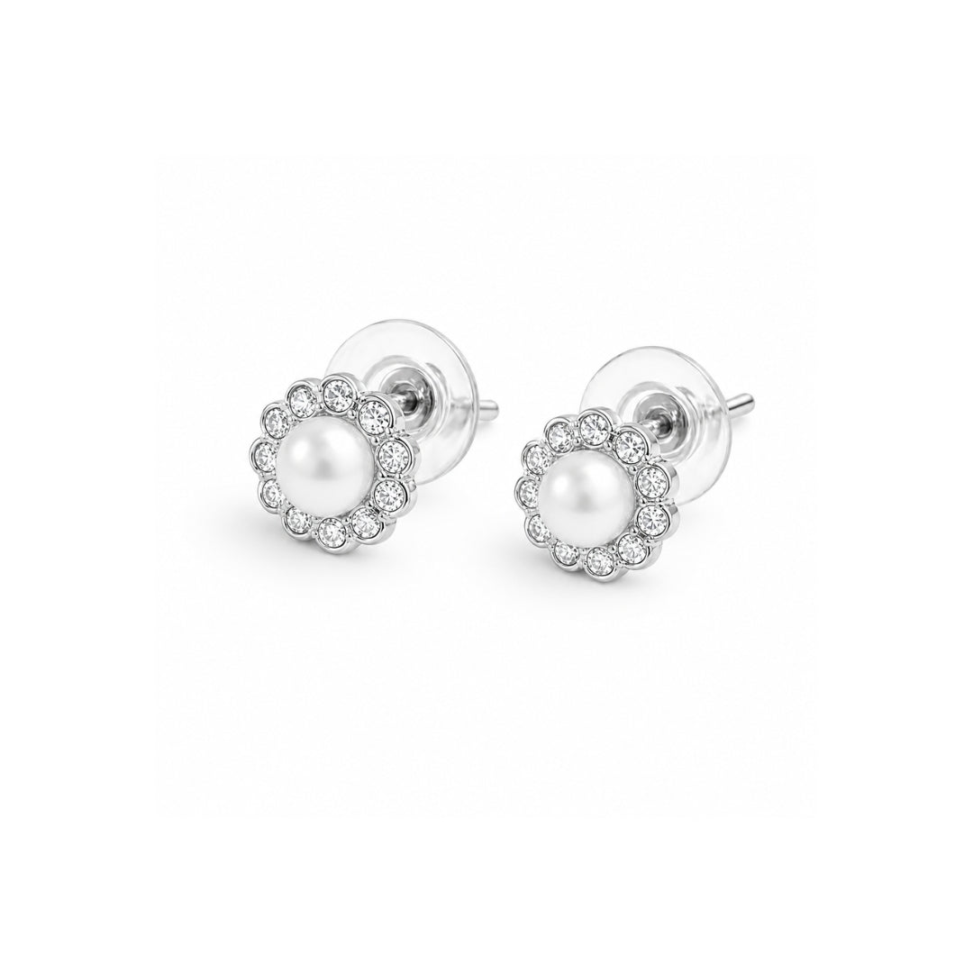 Silver Plated Pearl Stud Earrings