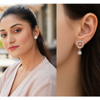 Gentle Glow Value Set| Rose Gold Plated Stud & Drop Earrings With American Diamond For Women & Girls
