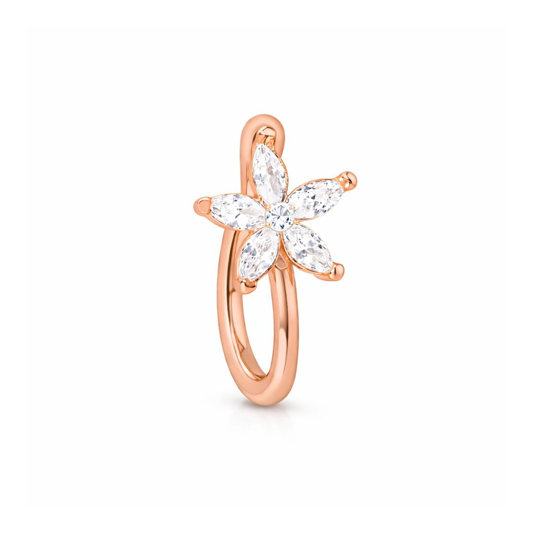 Rose Gold Floral Non Piercing Nose Pin