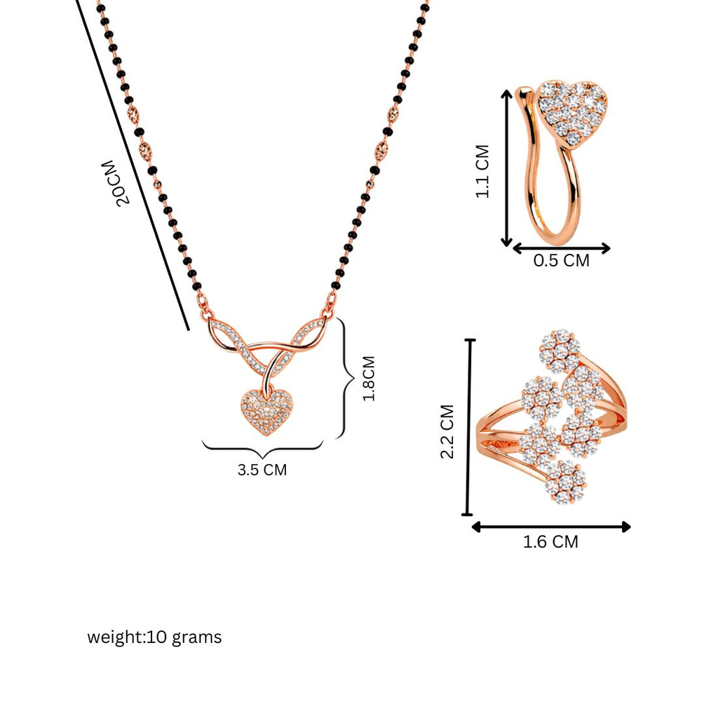 Heart Bling Mangalsutra Combo Set