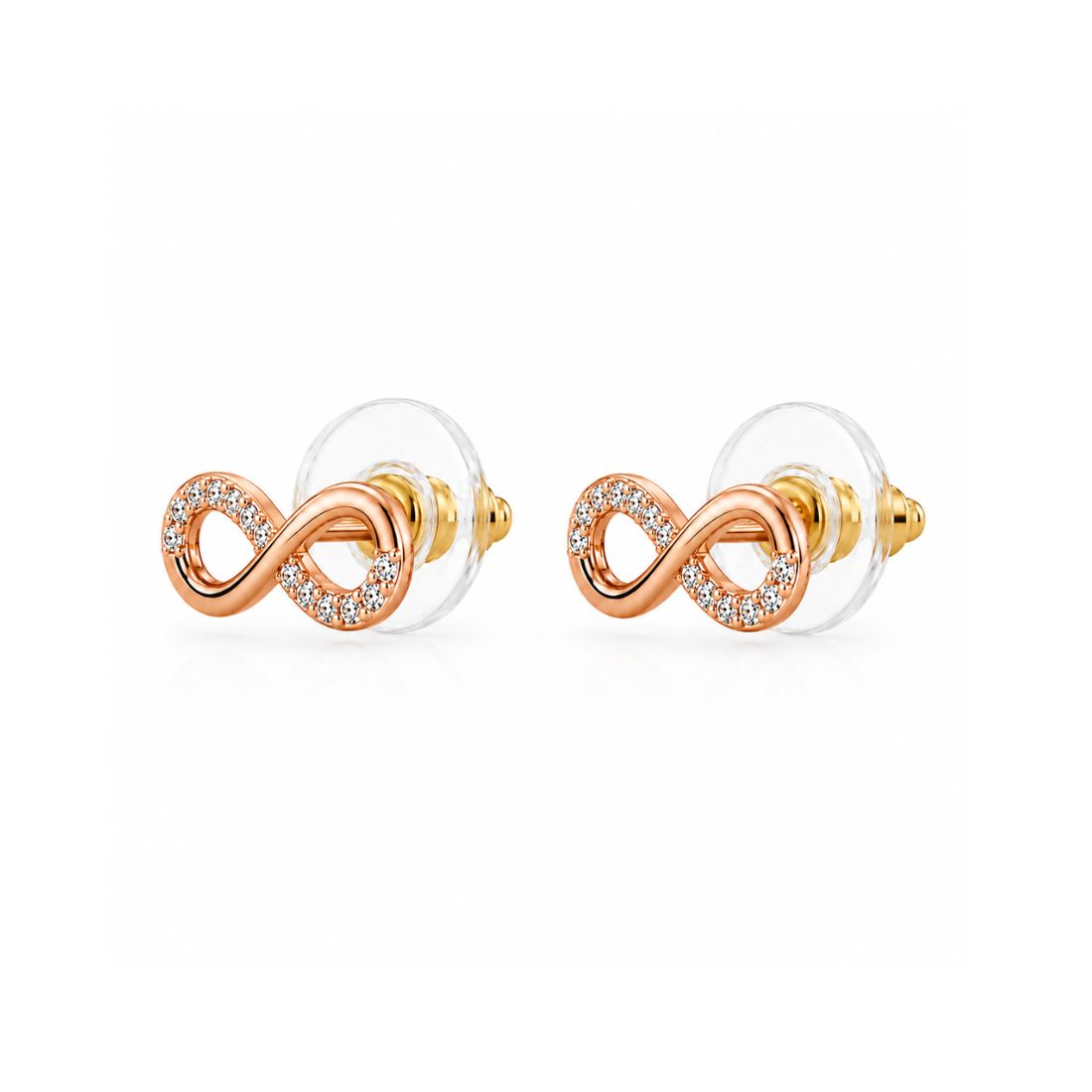 Rose Gold Infinity Stud Earrings