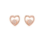 Rose Gold Heart Pendant Necklace With earrings
