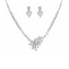 Silver Floral Necklace with Earrings
