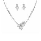 Silver Floral Necklace with Earrings