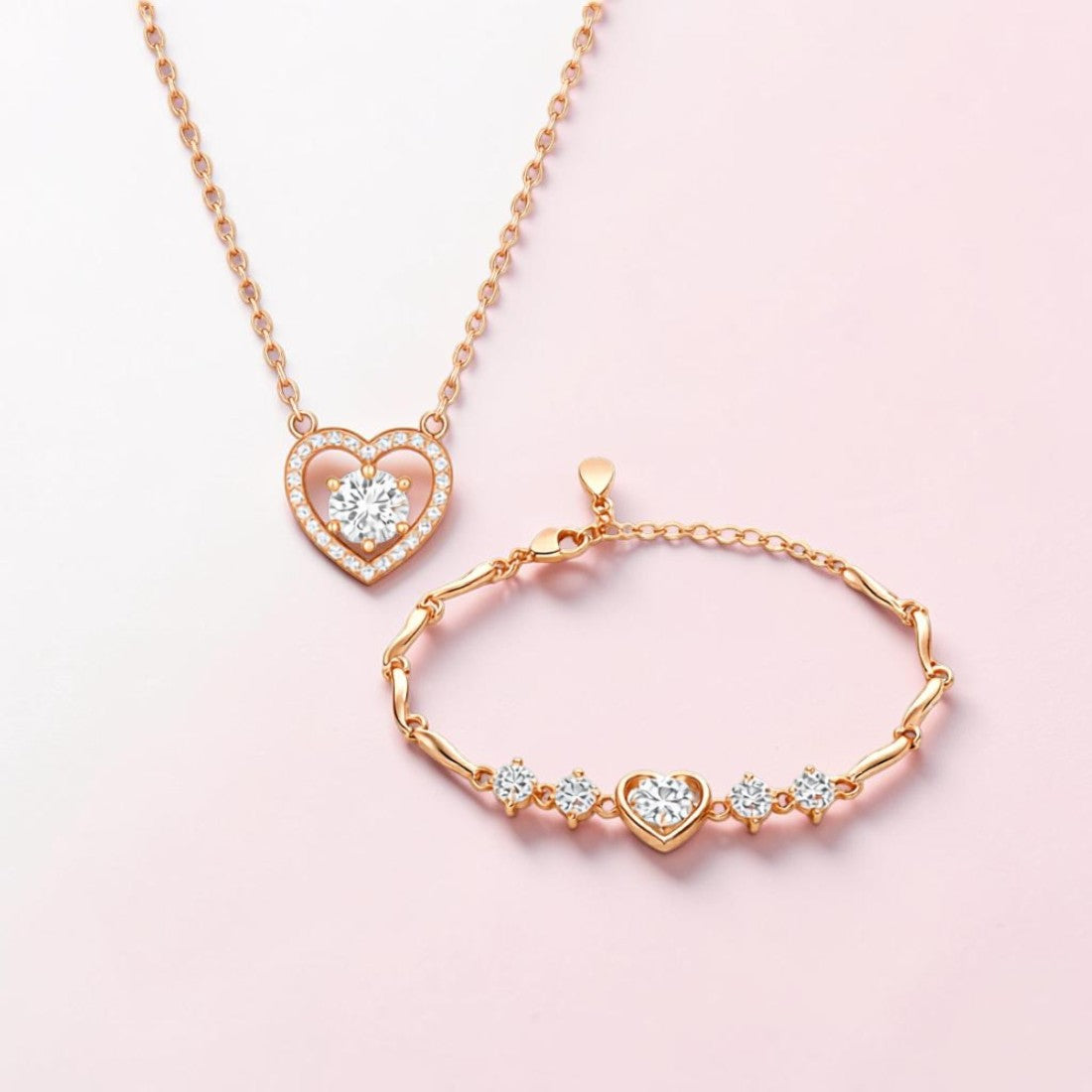 Rose Gold Pendant With Bracelet For Women