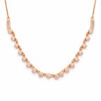 Nilu's Collection Rose Gold Plated American Diamond Square Floral Design Necklace Set with Matching Earrings For Women And Girls