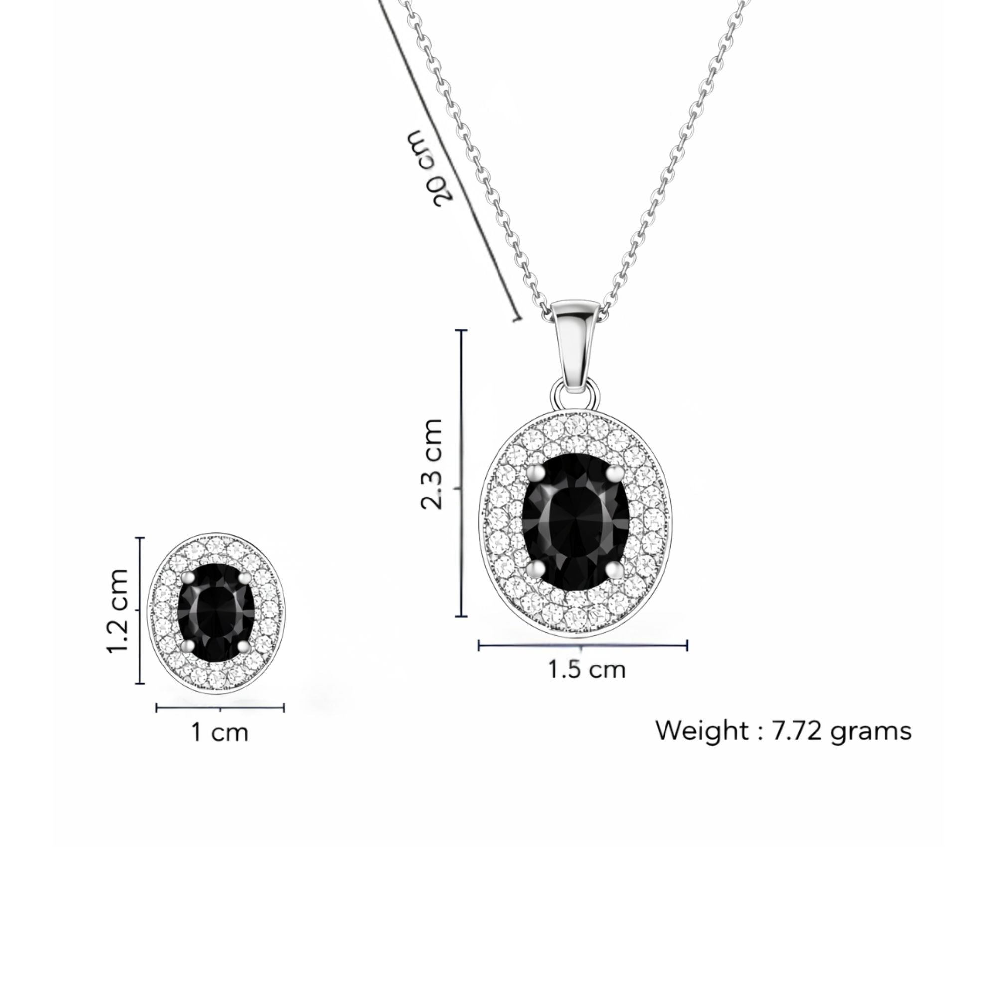 Silver Plated Black Stone Necklace Set
