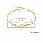 Double Heart Shape Gold Plated CZ Crystal Bracelet, Gift for Loved One, Valentine's Day Gift