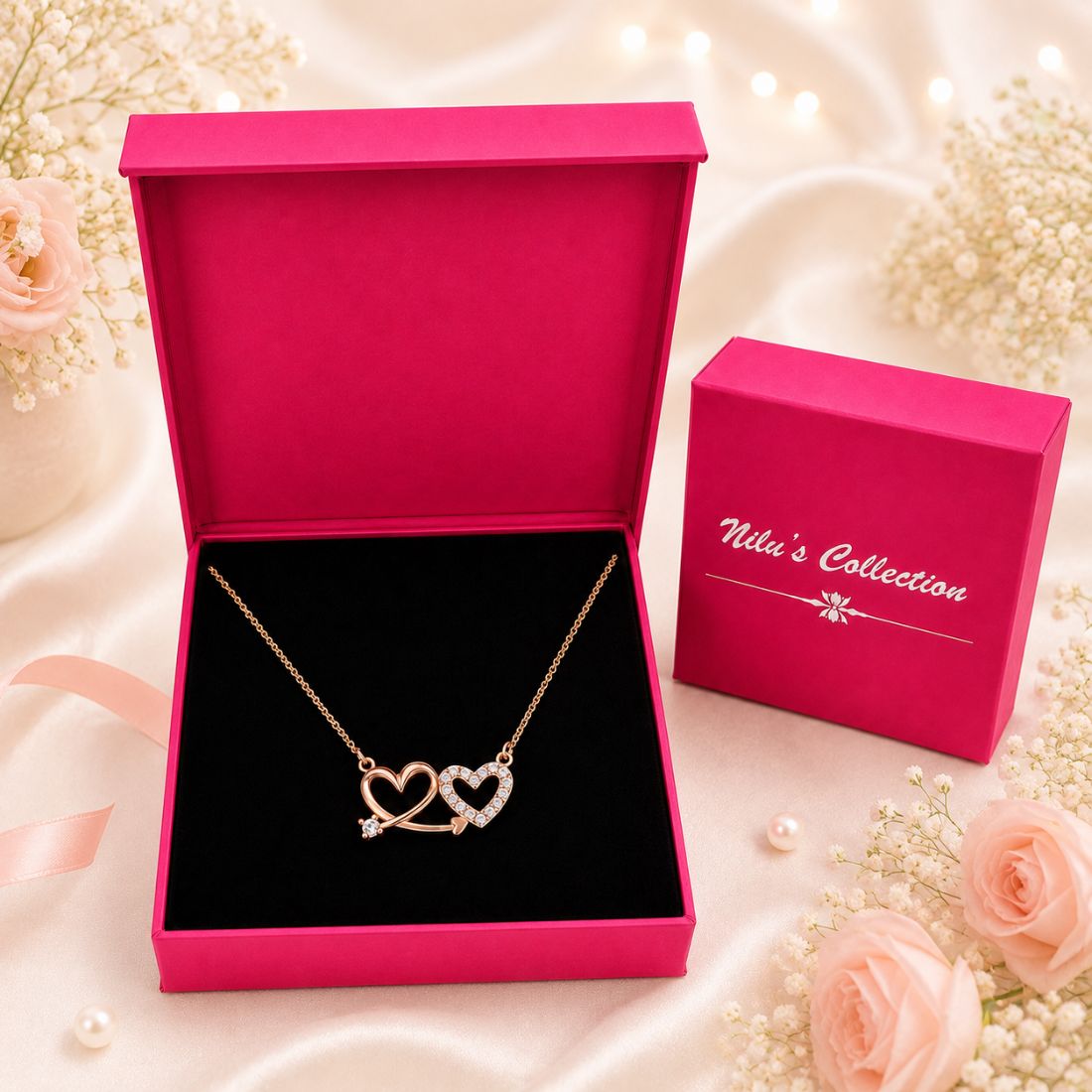 Rose Gold Heart Jewellery Gift Set For Women