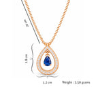 Nilu's Collection Rose Gold Plated Blue Stone Pendant Necklace with American Diamonds For Women And Girls | Anti-Tarnish |nAnti-Allergy|Office Wear| Gift For Her
