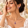 Silver Plated Pink Stone Necklace Set