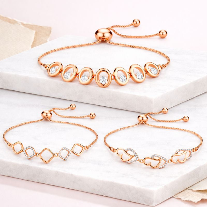 Bracelet Trio| Rose Gold Plated Bracelet Value Set for Girls