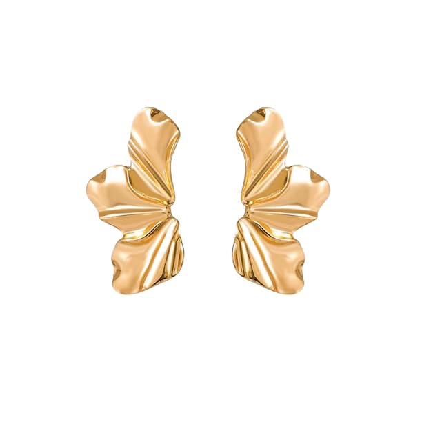Nilu's Collection Gold Plated Leaf Pattern Earrings for Women & Girls| Anti Allergy| Anti Tarnish