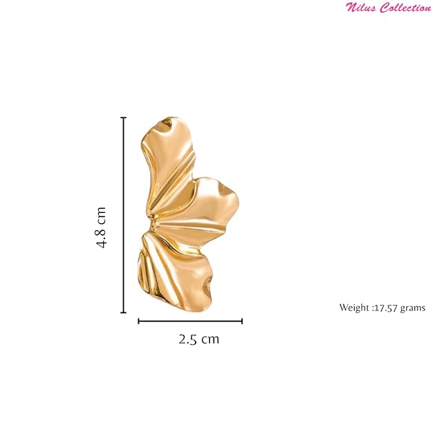 Nilu's Collection Gold Plated Leaf Pattern Earrings for Women & Girls| Anti Allergy| Anti Tarnish