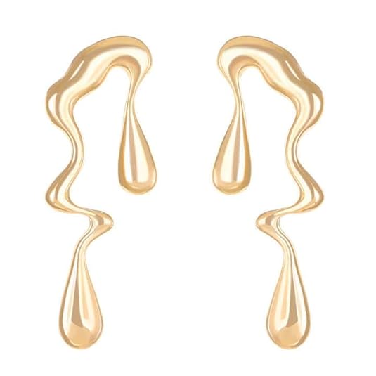 Abstract Drip Design Earrings in Gold Trendy and Modern Look