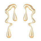 Abstract Drip Design Earrings in Gold Trendy and Modern Look