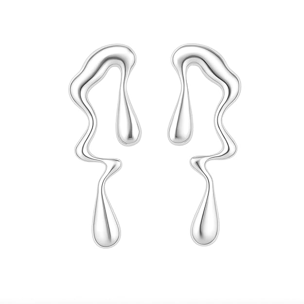 Abstract Drip Design Earrings in Silver Trendy and Modern Look | gift for her,gifts for womens & gilrls