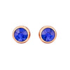 Rose Gold Round Blue Stone Stud Earrings