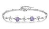 Latest Stylish Silver Plated Cubic Zirconia Clover Shaper Charm Bracelet for Women, Gifts for Girlfriend, Women & Girls (Purple)