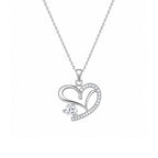 Silver Heart Necklace With Stud Earrings