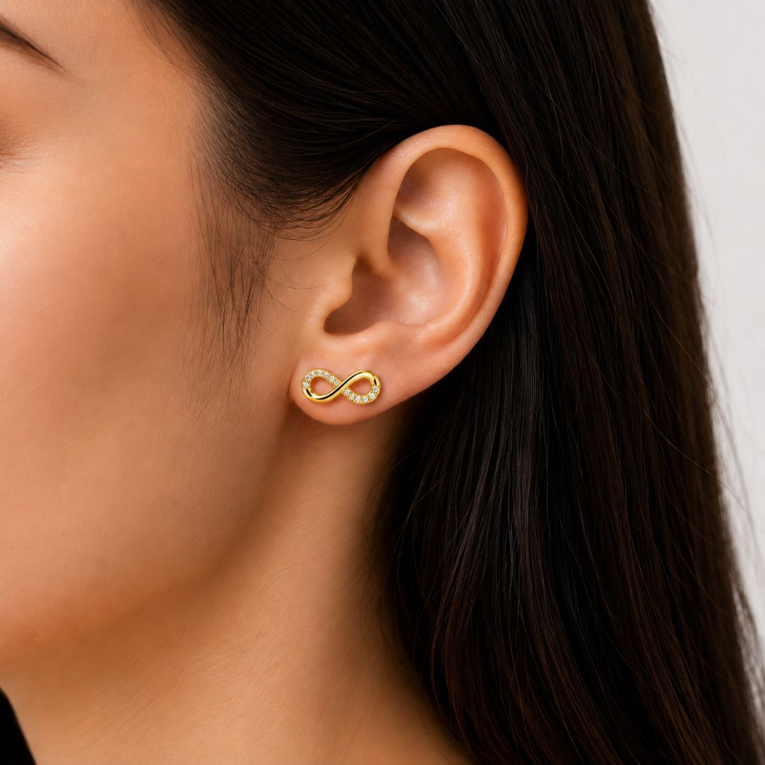 Gold Plated Infinity Stud Earrings