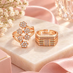 Rose Gold Floral Couple Rings for Men & Women