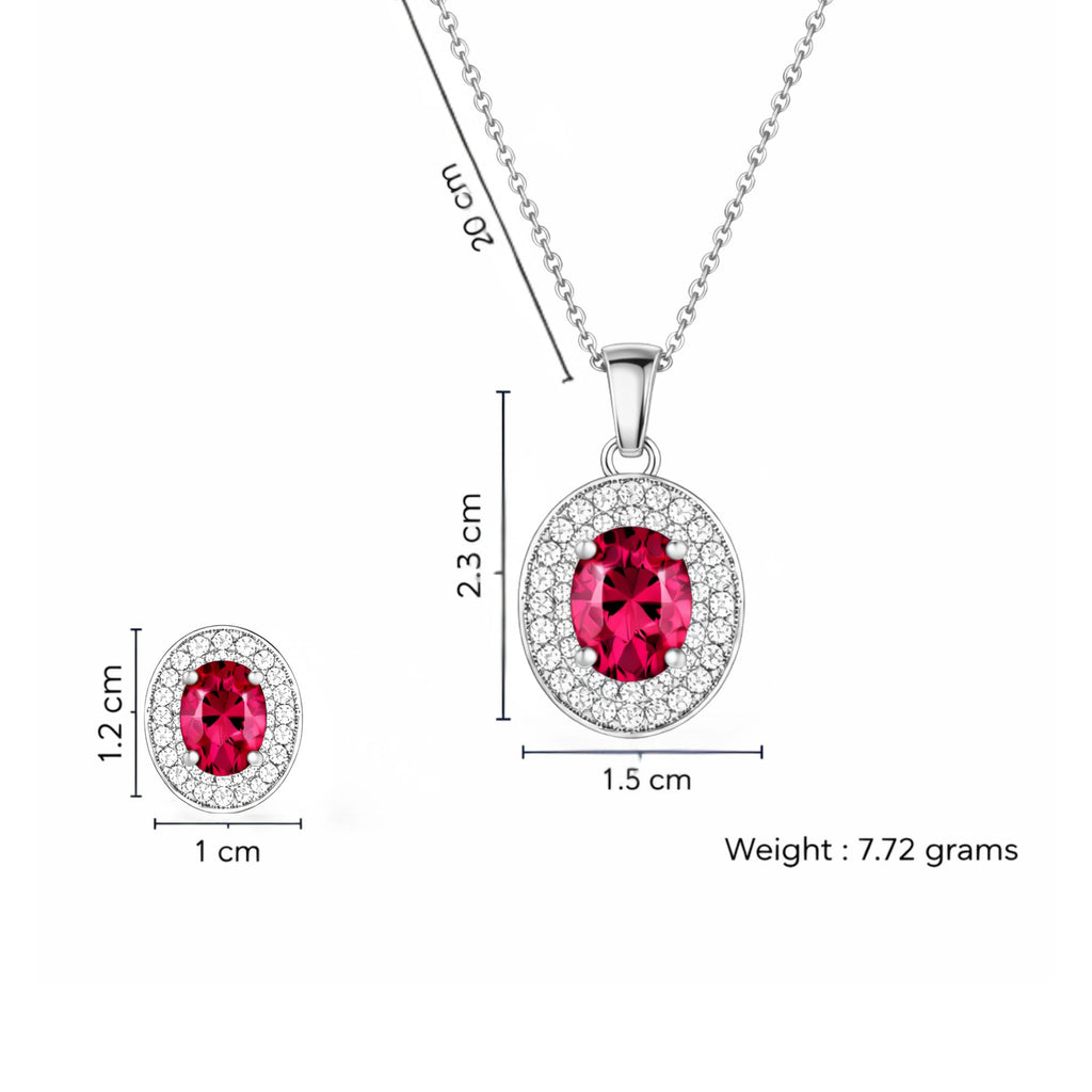 Silver Plated Pink Stone Necklace Set