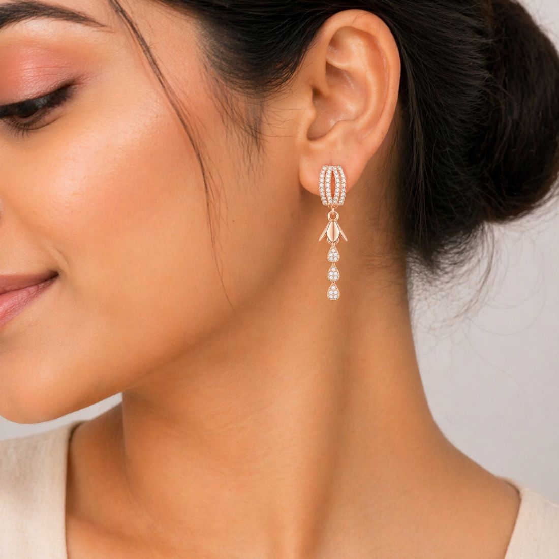 Rose Gold Jhumki Drop Earrings for Women