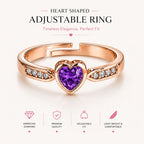 Rose Gold Heart Purple Stone Finger Ring