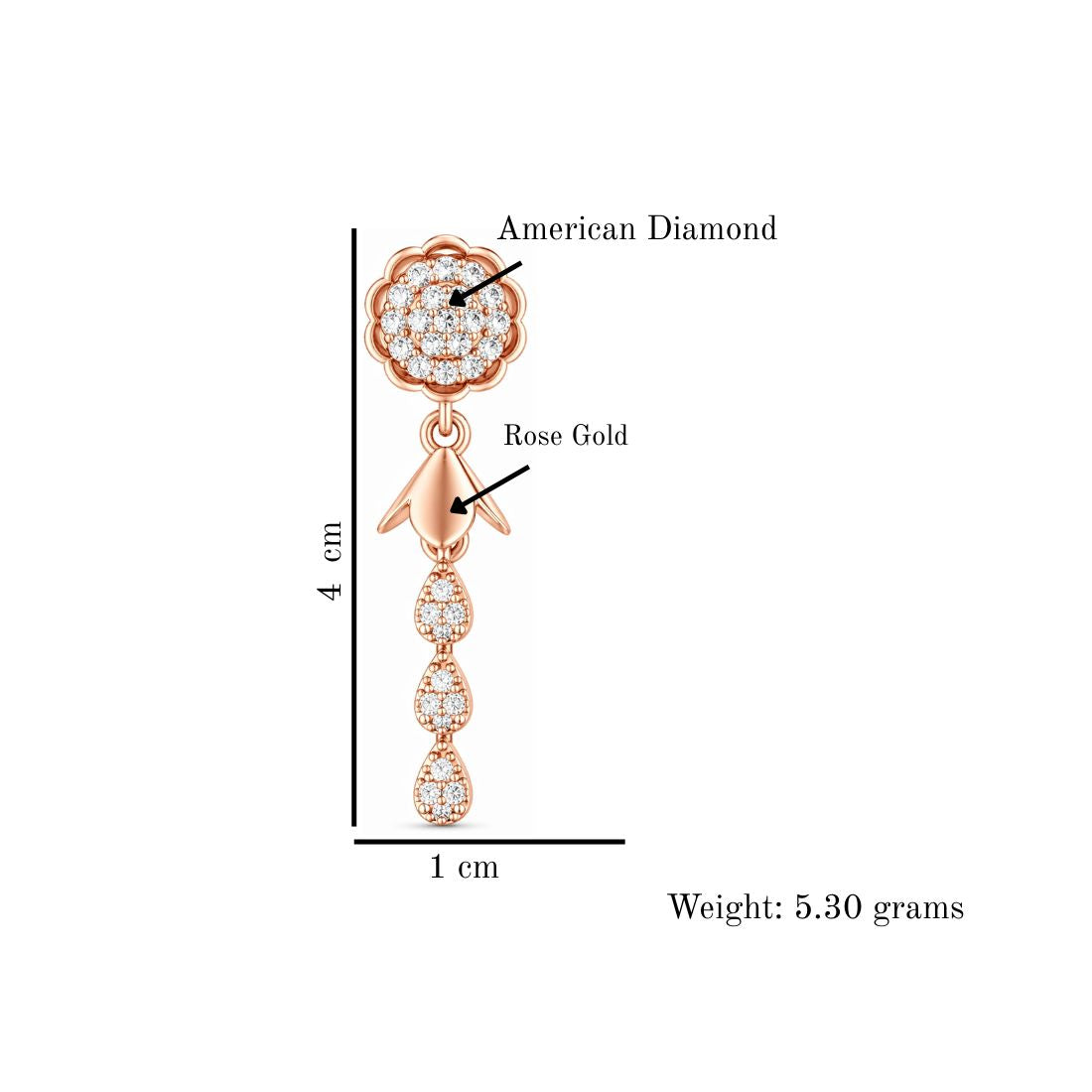 Rose Gold Round Floral Jhumki Drop Earrings