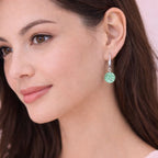 Silver Plated Green Stone Drop Earrings
