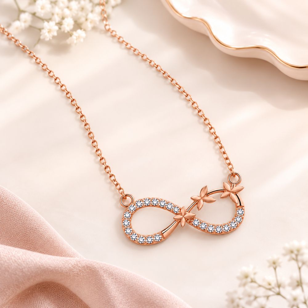 Rose Gold Infinity Butterfly Pendant For Women