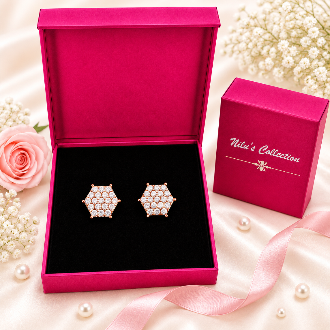 Rose Gold Pendant & Stud Earrings Gift Set Fore Women