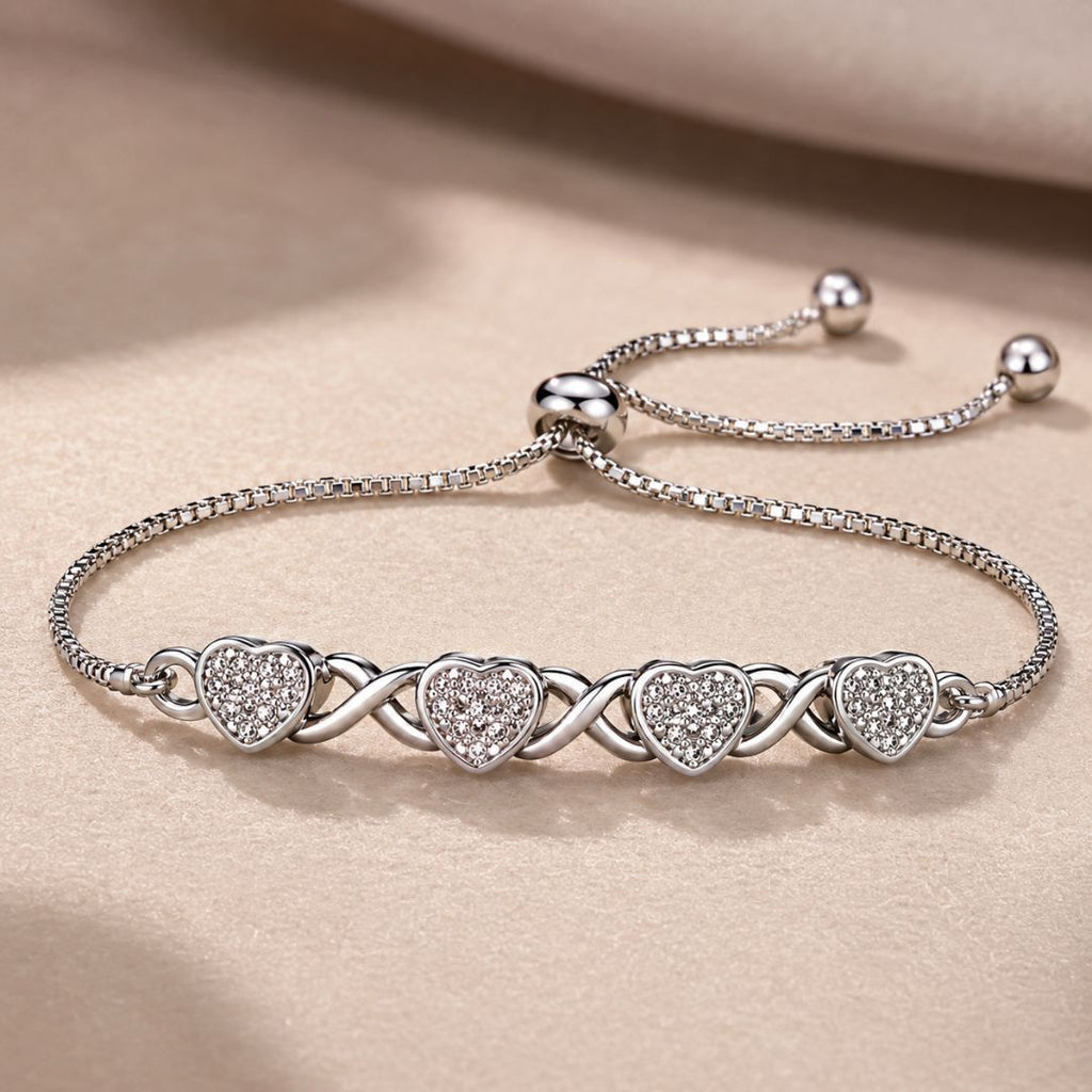 Silver Heart Infinity Bracelet