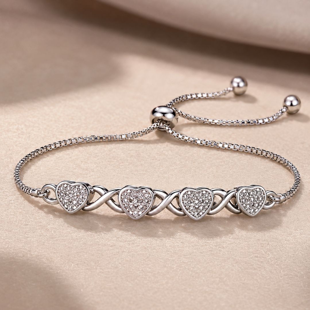 Silver Heart Infinity Bracelet