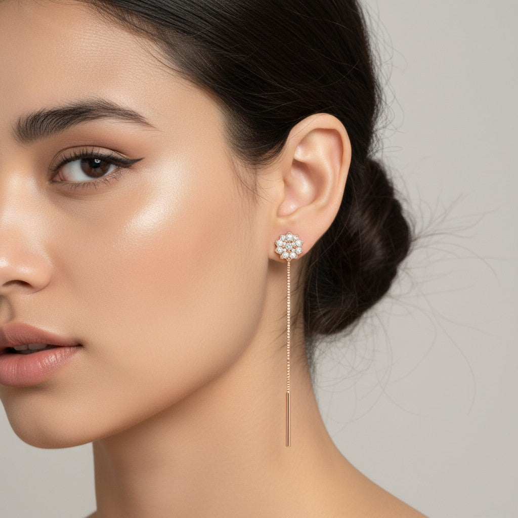Rose Gold Sui Dhaga Threader Earrings
