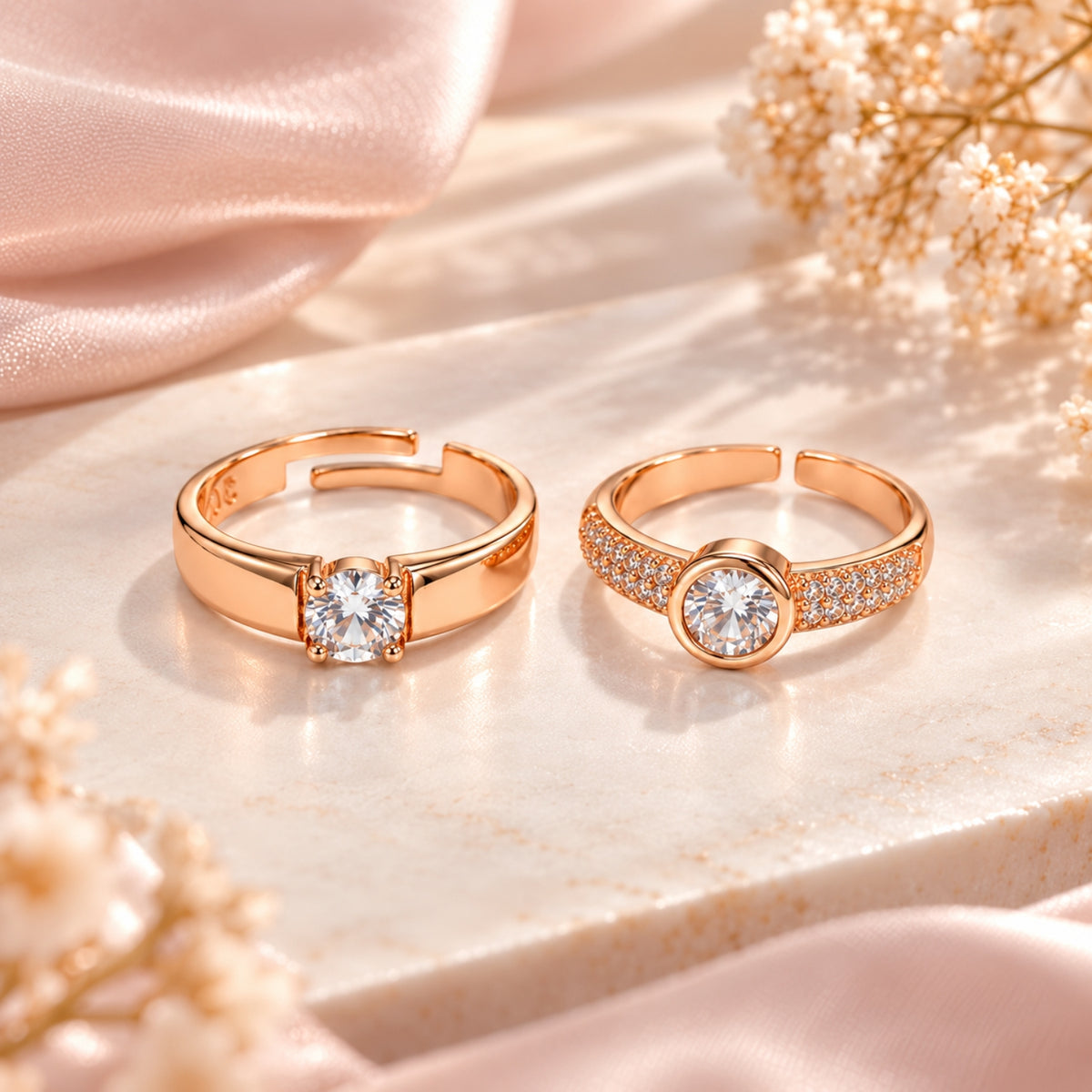 Rose Gold Couple Rings for Women & Men