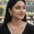 Rose Gold Plated Cubic Necklace Set with Earrings | American Diamond for Women & Girl | Gift For her