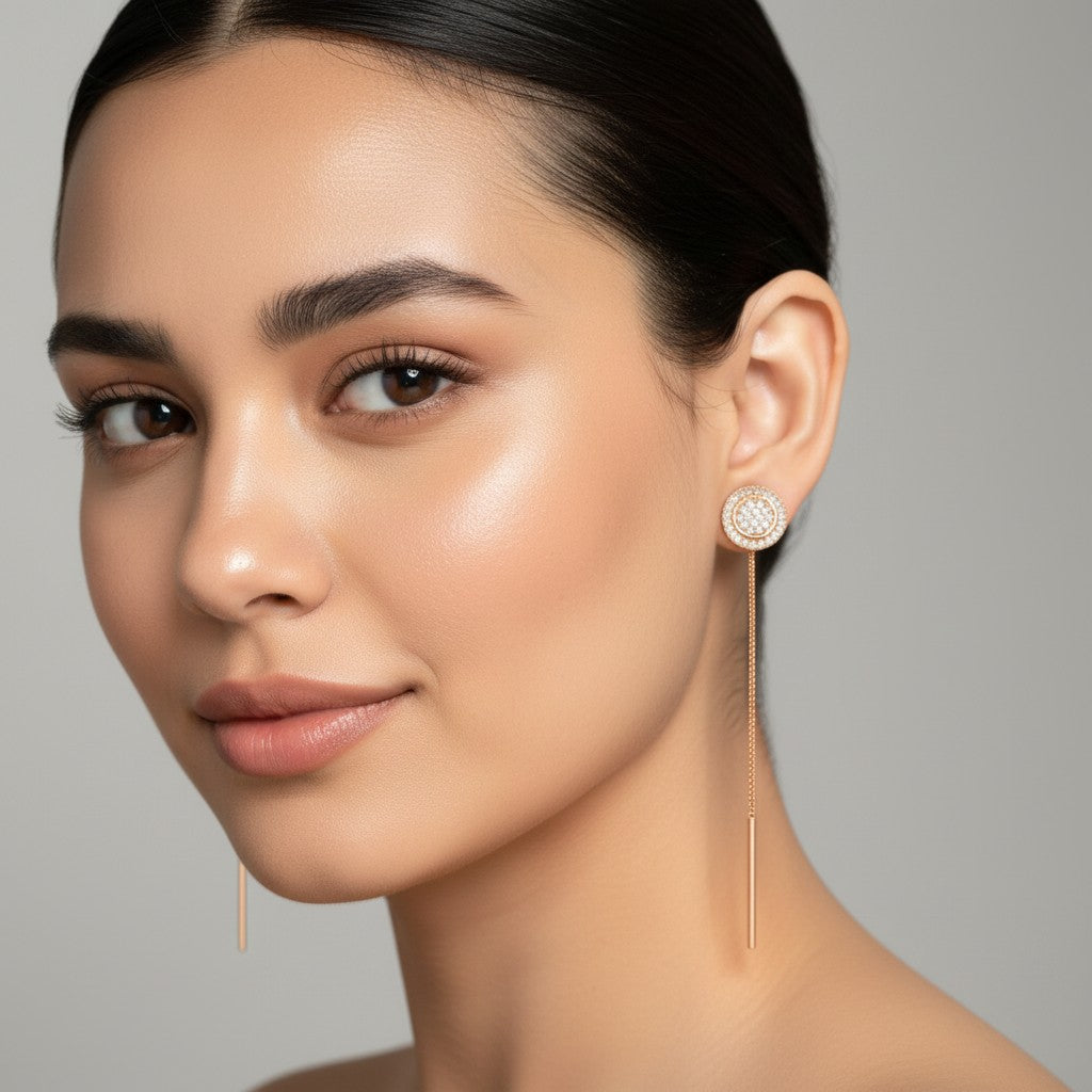 Rose Gold Plated Sui Dhaga Threader Earrings