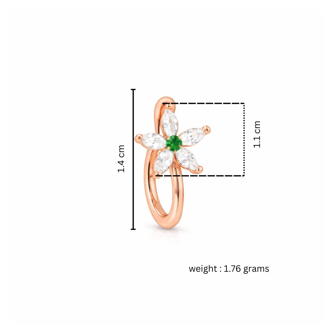 Rose Gold Floral Non-Piercing Nose Pin