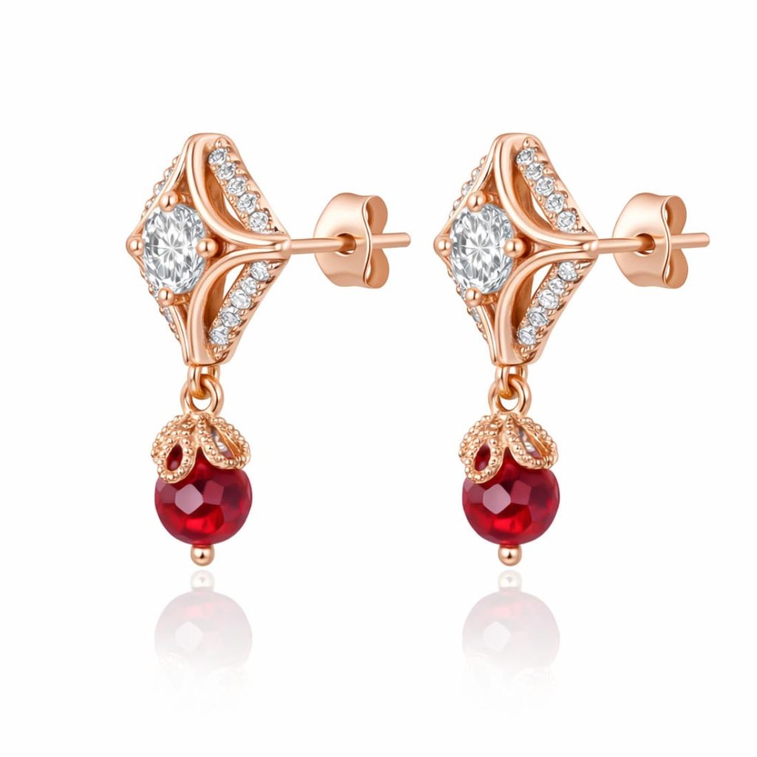 Rose Gold Plated Clip On Hoop Earrings, Stylish Women Earrings, Latest Fancy Zircon Copper Bali Earrings for Women and Girls