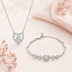 Silver Heart Pendant Necklace & Bracelet