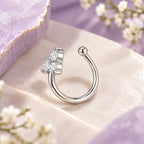 Silver Finish Triple Stone Non-Piercing Nose Pin