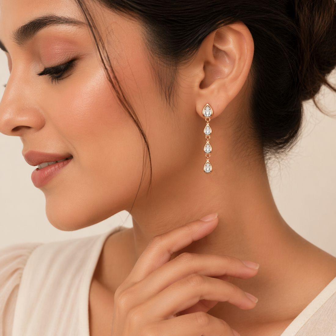 Rose Gold Teardrop Earrings for Women