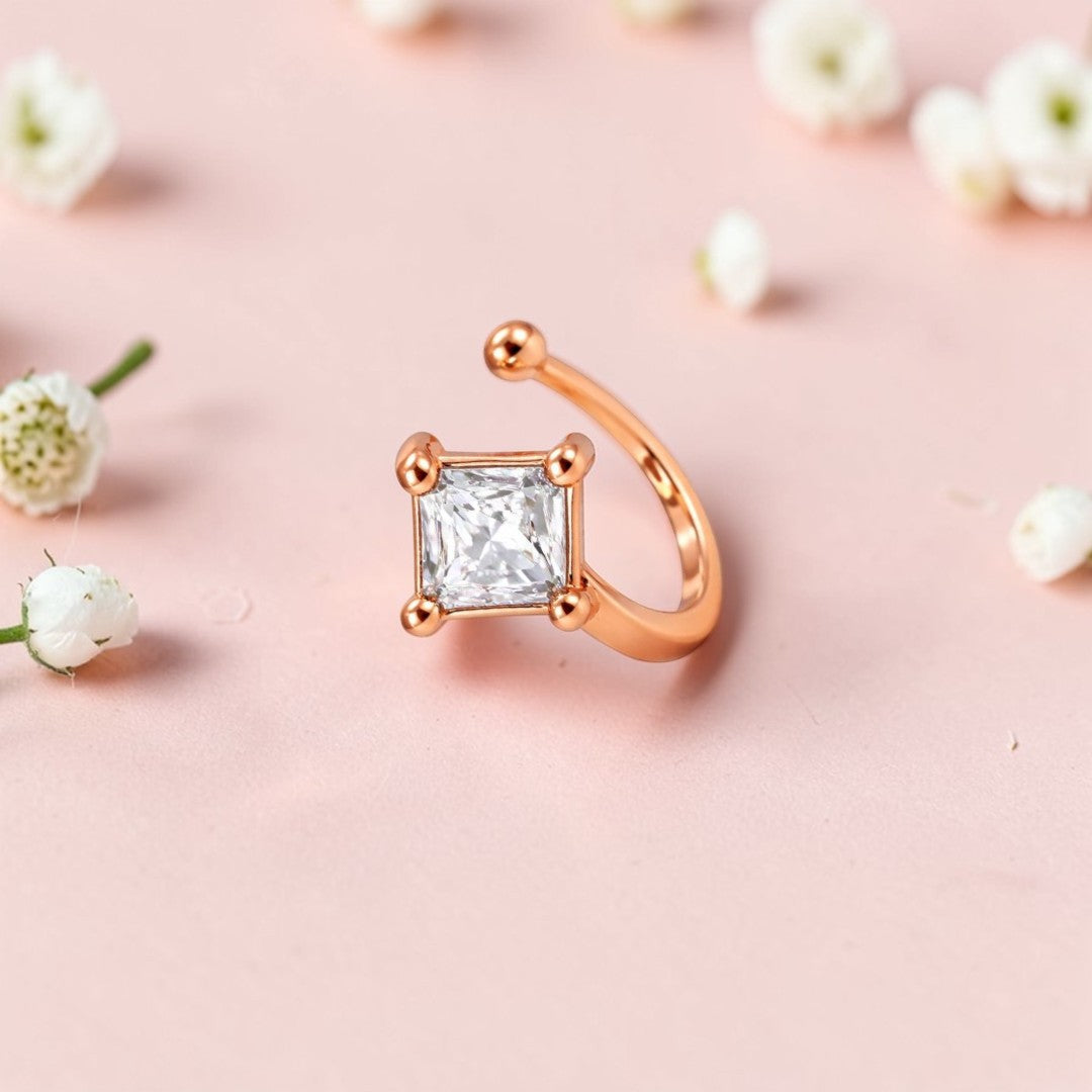 Rose Gold Square Cut Non Piercing Nose Pin