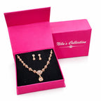 Gift Rose Gold Plated Complete Jewelry Set Necklace, Earrings, Ring & Kada For Women And Girls