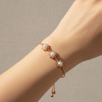 Rose Gold Plated Floral Pearl Bracelet