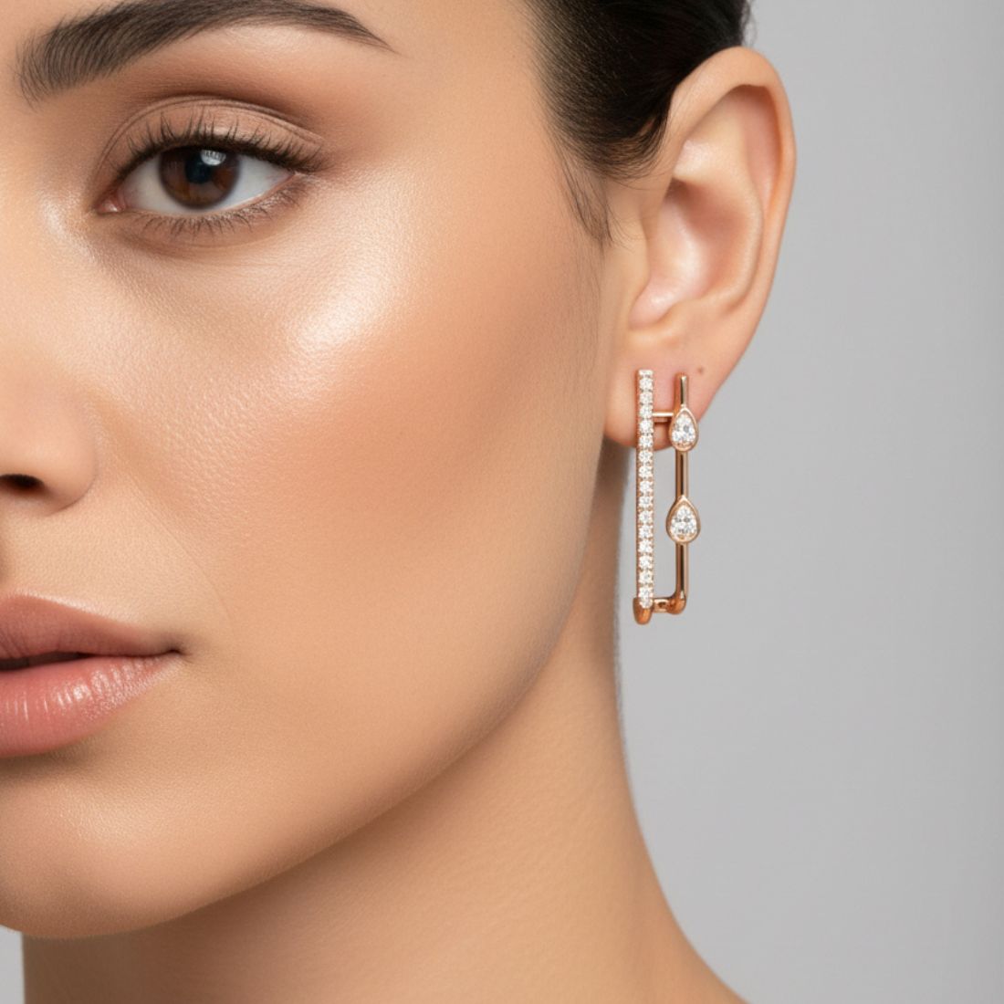 Nilu's Collection Rose Gold Plated Hoop Earrings For Women And Girls